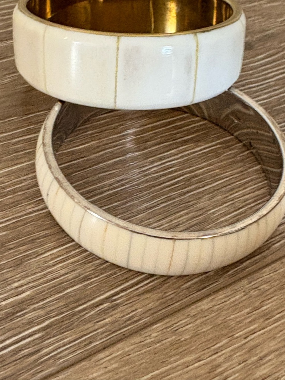 Cream Enamel Bangle Bracelets - Set of 2